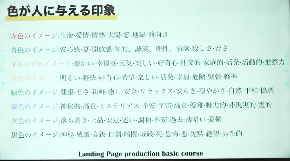 色が人に与える印象